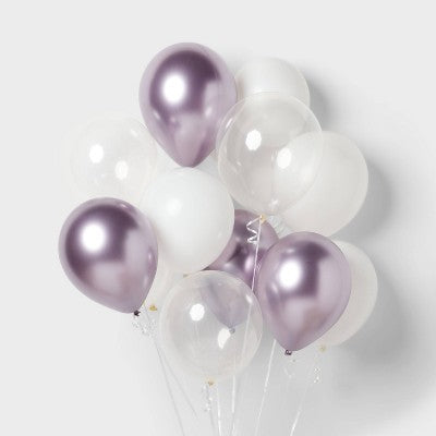 20ct Purple Chrome and White Balloon Pack - Spritz