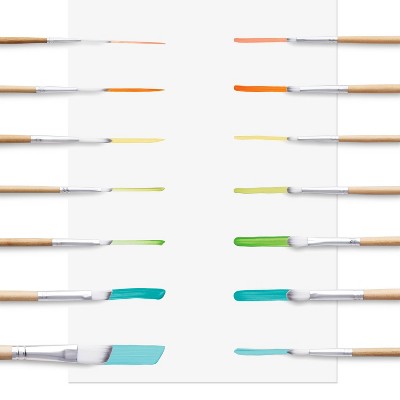 24pc Artist Paintbrush Set - Mondo Llama: Nylon & Wood, All Paint Types, Angle, Fan, Round, Filbert Brushes