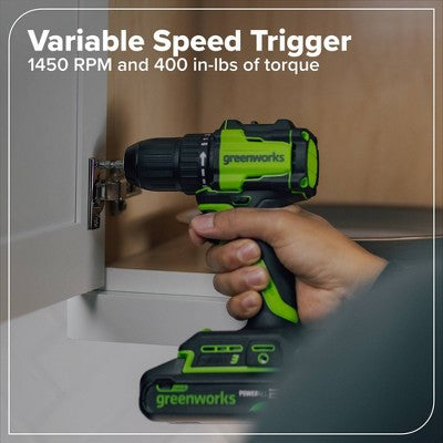 Greenworks POWERALL 24V Cordless Brushless Drill/Driver with 2Ah Battery and Charger