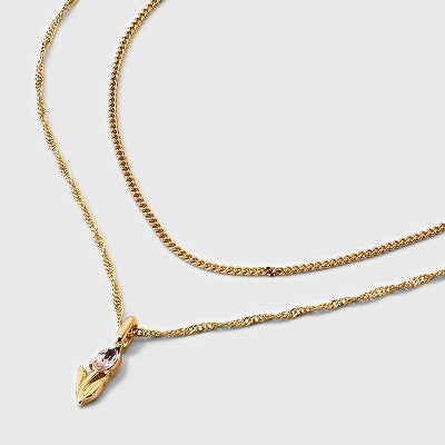 Bella Uno Bellissima 14kt Gold Dipped Pear Earring Tulip Necklace Extender Set