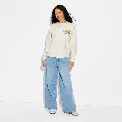Women's Cin Cin Graphic Pullover Sweatshirt - White XXS