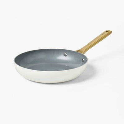10" Nonstick Ceramic Coated Aluminum Frying Pan with Champagne Handle Cream - Figmint