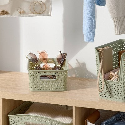 Y-Weave Small Decorative Storage Basket Green - Brightroom