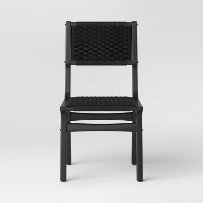 Ceylon Woven Dining Chair Black (FA) - Threshold: Rubberwood Frame, Metal Hardware, No Assembly Required (LOCAL PICKUP ONLY)