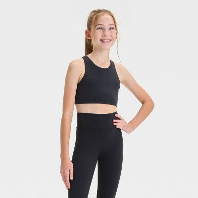 Girls' Everyday Soft Bra - All In Motion Black M