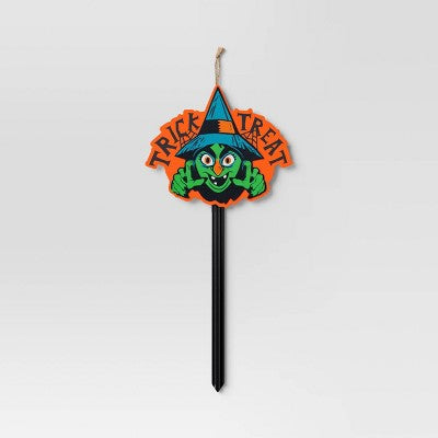 17.75" 'TRICK TREAT' Witch Yard Stake Halloween Decorative Prop - Hyde and EEK! Boutique