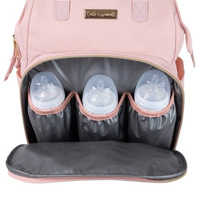 Baby Essentials Diaper Bag - Pink: Stylish Backpack, Polyester Material, Solid Pattern, Spacious Design