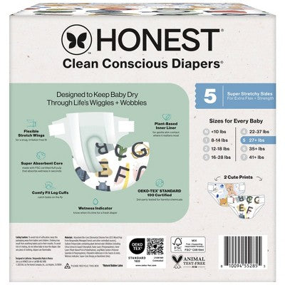 The Honest Company Clean Conscious Diapers - It's a Pawty + All the Letters - Size 5 - 44ct