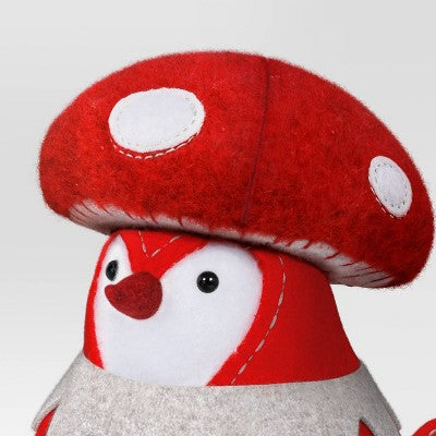 Featherly Friends 'Capster' Fabric Christmas Bird Figurine Dressed as Mushroom - Wondershop