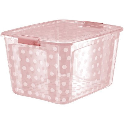 Bella Storage Solution 80qt Polka Dots Locking Lid Tint Pink (LOCAL PICKUP ONLY)