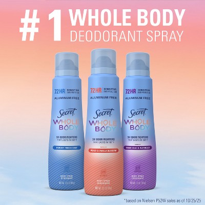 Secret Whole Body Deodorant Spray - Rosewater - 3.5oz