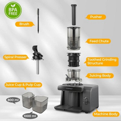 Costway Cold Press Juicer Machine Professional Slow Masticating Juicer with Reverse Button