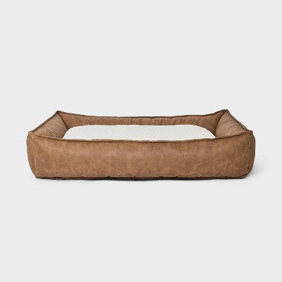 Cuddler Faux Leather Bolster Dog Bed - Boots & Barkley M (LOCAL PICKUP ONLY)