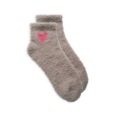 2pk Softie Socks Cream/Pink Hearts - Bullseye's Playground