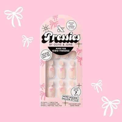 Olive & June Kids' Press-On - S/M - Wrapped in Pink - 28ct