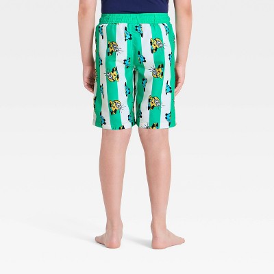 Boys' Minions Cabana Striped Swim Trunks - Green M