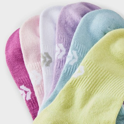 Girls' 6pk Ruffle No Show Socks - All in Motion M