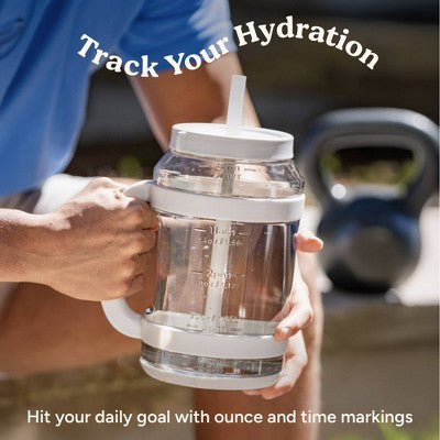 Reduce 80oz Tritan Waterday Mug Glacier: Portable Drinkware with Twist-Off Lid & Straw, Dishwasher-Safe