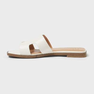 Women's Nina Slide Sandals - A New Day White 6