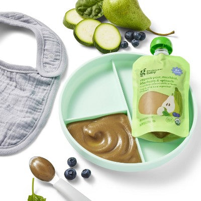 Organic Pear Zucchini Blueberry Spinach Baby Food Pouch - 3.5oz - Good & Gather