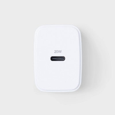 Single Port 20W USB-C Wall Charger - dealworthy White: Quick Charge, Short Circuit & Surge Protection
