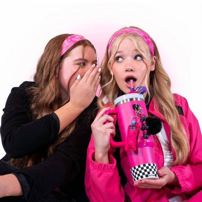 CharCharms 4pk Straw Toppers Pink