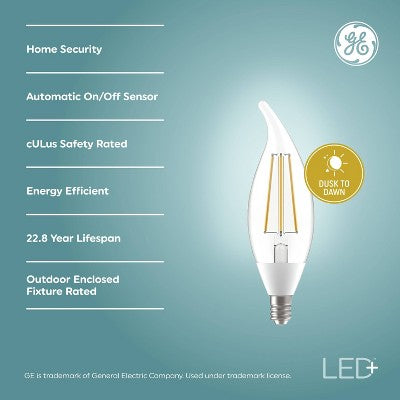 GE 2pk LED+ Dusk to Dawn A19 LED Decorative Light Bulb Soft White