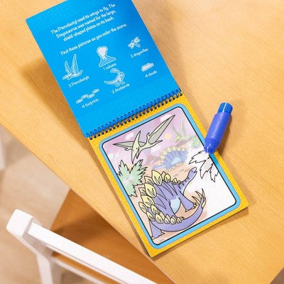 Melissa & Doug On The Go Water Wow! Reusable Water-Reveal Activity Pad Travel Toy - Dinosaurs: Plastic Material, Watercolor Brushes