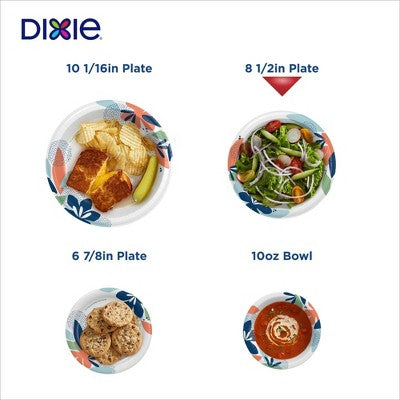 Dixie Everyday 8.5" Paper Plates - 48ct: Round, Floral Pattern, Microwave-Safe