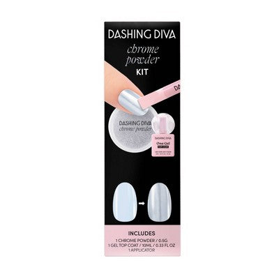 Dashing Diva Chrome Powder Kit - Silver Chrome - 3ct: Vegan, Nail Care, Duochrome Finish, Dip Powder