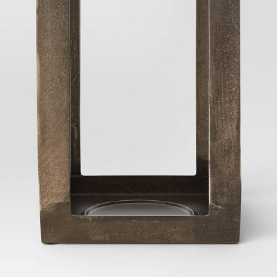 29"x9" Pillar Cast Aluminum Lantern Candle Holders Gold - Threshold (LOCAL PICKUP ONLY)