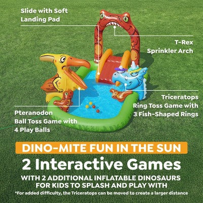 H2OGO! Jurassic Splash Inflatable Water Activity Play Center, 7'11" x 55" x 54"