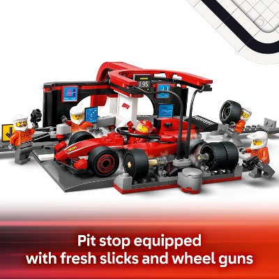 LEGO City F1 Pit Stop & Pit Crew with Ferrari Car, Model Race Car Toy 60443