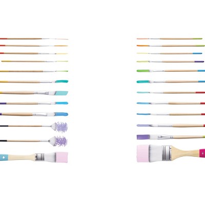 24pc Artist Paintbrush Set - Mondo Llama: Nylon & Wood, All Paint Types, Angle, Fan, Round, Filbert Brushes
