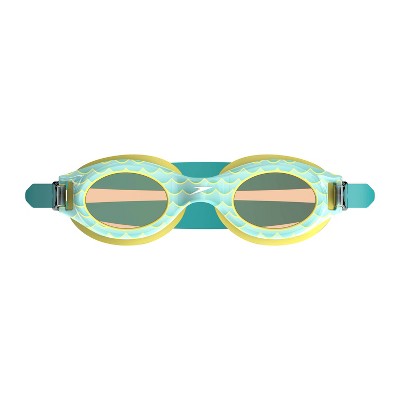 Speedo Junior Glide Print Swim Goggles - Turquoise Wave: For Ages 6-14, Polycarbonate & Silicone Materials