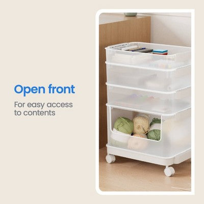 Click in Place 20.7qt Clear Open Front Plastic Storage Bin for Home and Office Organization White Latch - Brightroom