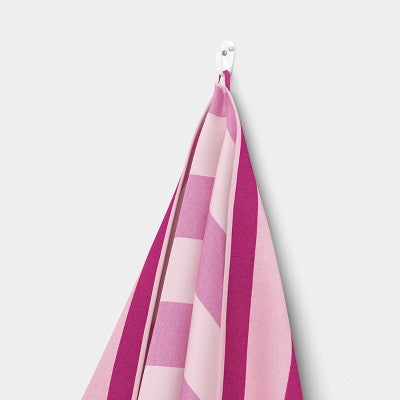 32"x62" Vertical Cabana Striped Reversible Beach Towel Pink - Sun Squad