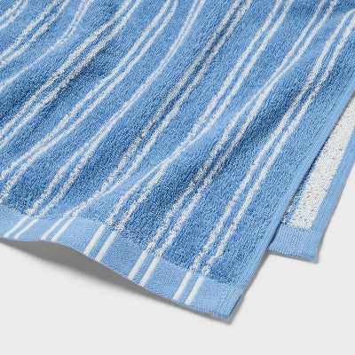 6pc Everyday Striped Dorm Towel Set Blue/White - Room Essentials