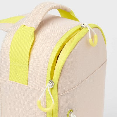 6 Cans/4.5qt Soft Sided Cooler - Sun Squad Beige/Yellow: Compact Recycled Polyester