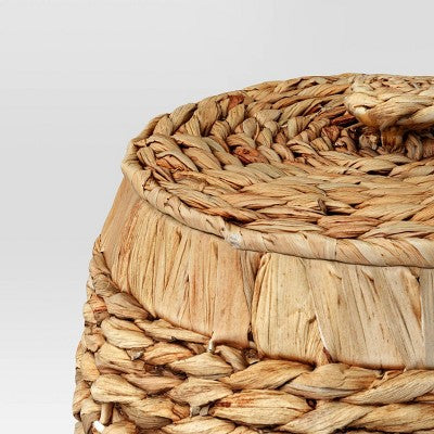 Round Water Hyacinth Basket with Lid - Threshold
