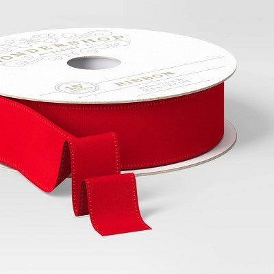 5/8" Velvet Fabric Christmas Ribbon 15' Red - Wondershop???????