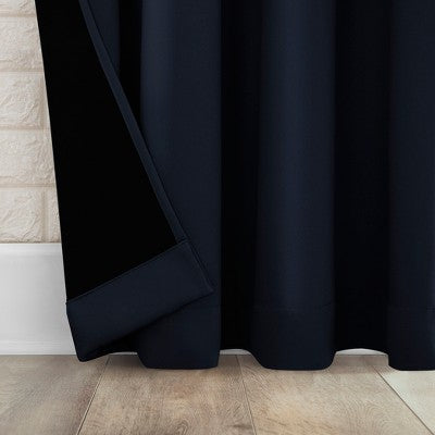 40"x84" Sun Zero Blackout Bergen Rod Pocket Curtain Panel Navy Blue: Energy Efficient, Noise Reducing, Thermal Insulated