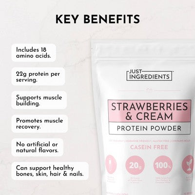 Just Ingredients Strawberries and Cream Protein Mix - 1.49lb - 15 servings