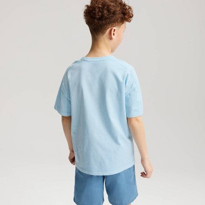 Boys' Short Sleeve Washed T-Shirt - Cat & Jack Light Blue M