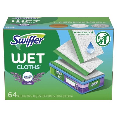 Swiffer Sweep + Mop, Wet Pads Refill, Floor Cleaner, Cleaning Cloths, Lavender, 64ct