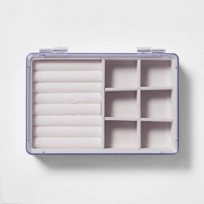 Acrylic Accessory Organizer with Lid - Brightroom: Clear Jewelry Storage Box for Adults, Earring Organizer, 2-Piece Set