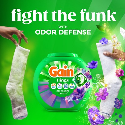 Gain Flings Moonlight Breeze Laundry Detergents - 31ct: Resealable Bag, Odor Control, Concentrated, Paraben-Free