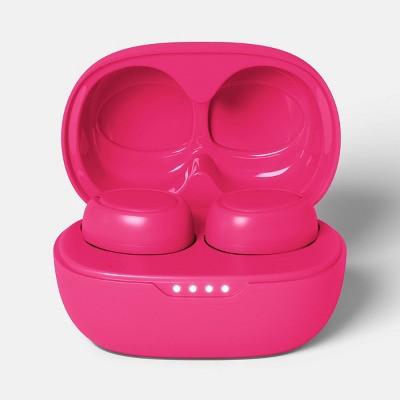 True Wireless Bluetooth Sweat Resistant Earbuds - heyday Hot Pink: USB-C, 20h Battery