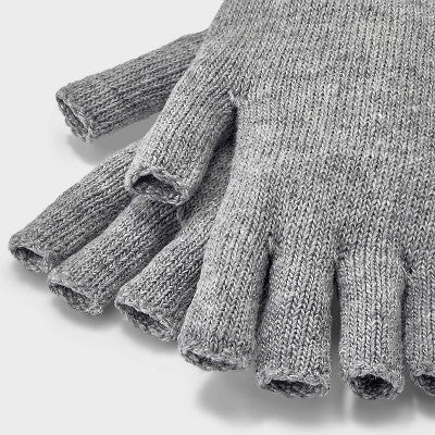 Men's Knit Fingerless Gloves - Goodfellow & Co Heathered Gray One Size