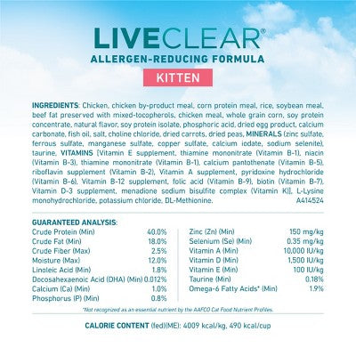 Purina ONE LiveClear Chicken Flavor Kitten Dry Cat Food - 5lbs